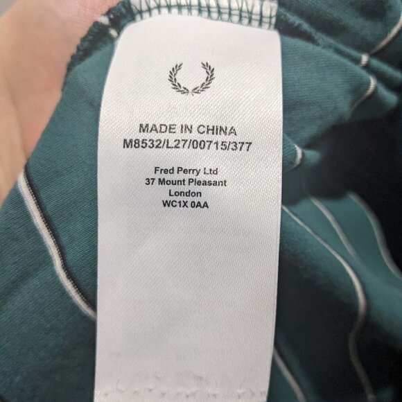 Fred Perry | Fine striped tee in light petrol green - Picture 6 of 8